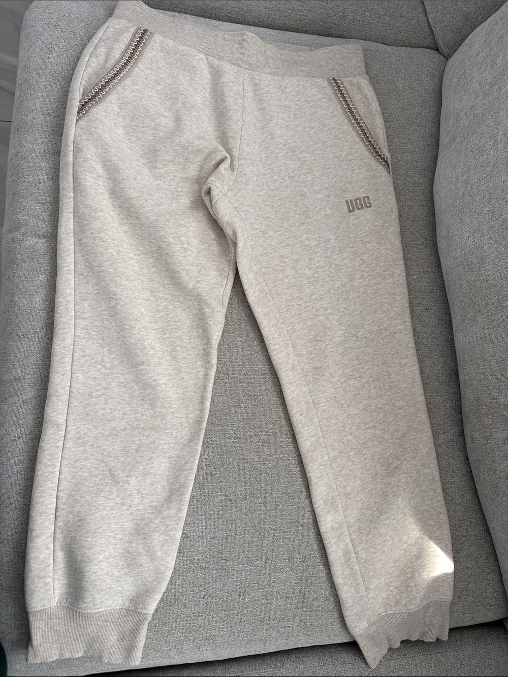 UGG Cream Men's Fleece Joggers with Contrast Trim